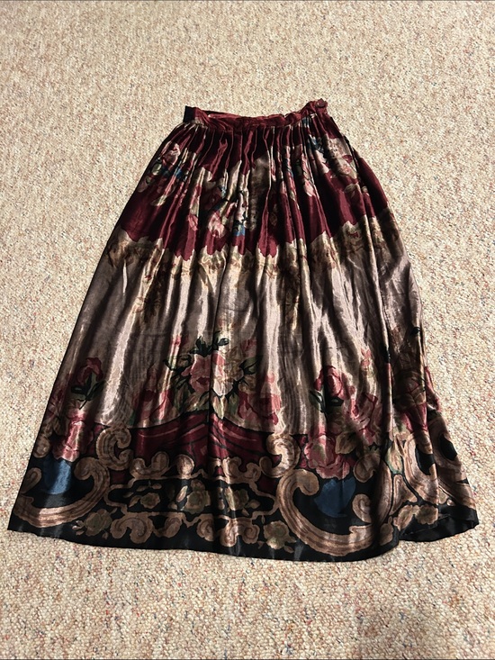 Ralph Lauren Dresses & Skirts - Vintage Ralph Lauren Country Burgundy and Gold Floral Maxi Skirt